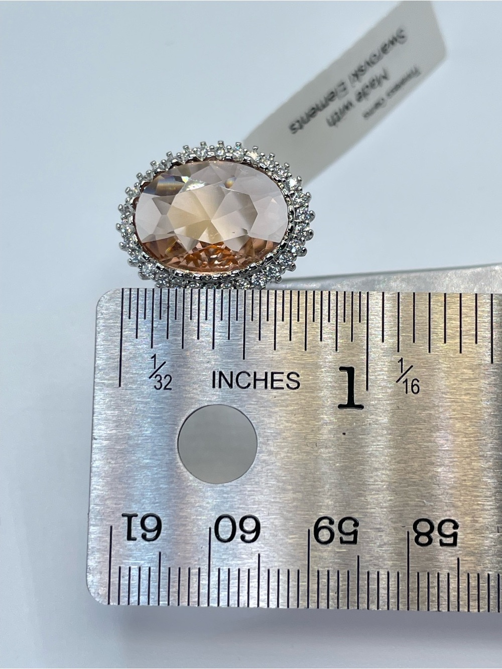 Swarovski Crystal Elements Champagne Swarovski Crystal Halo Ring Sz 10 - Picture 6 of 12